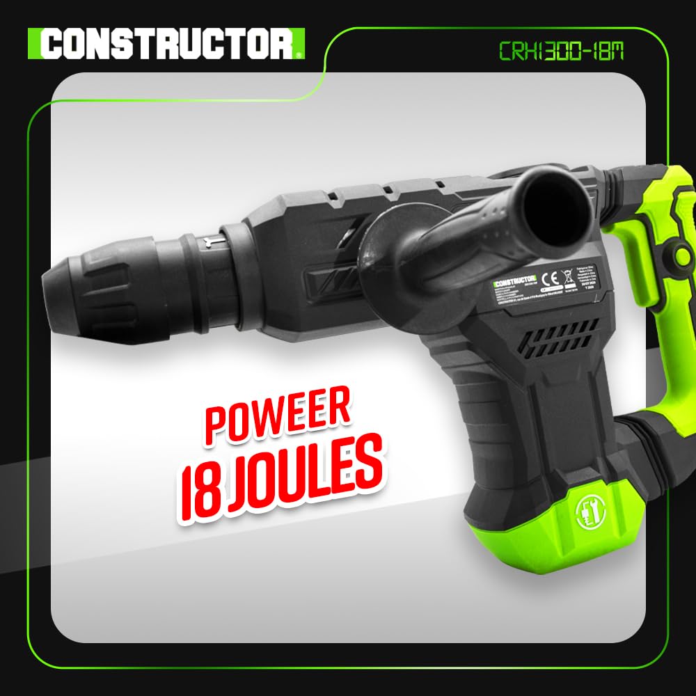Marteau piqueur 1300W - 18 J - 3900 coups/minute - Constructor
