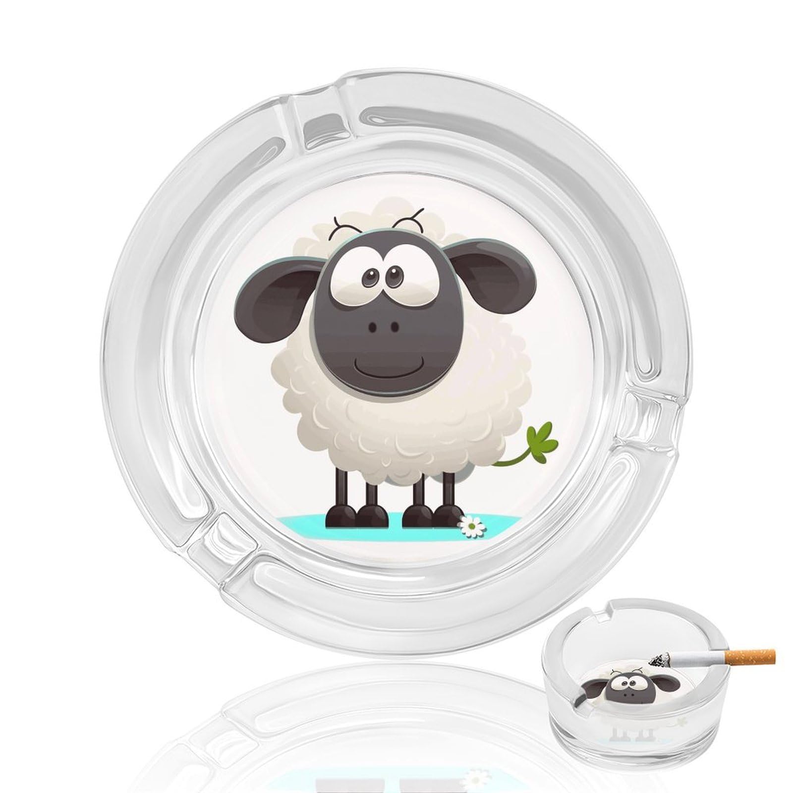 Sheep Ashtray Cigar Cigarette Rest Glass Outdoor Cigar Ashtrays with 3 Grooves Travel Cigar Ashtrays Fancy Cute Cool Ash Tray for Smokers Tabletop