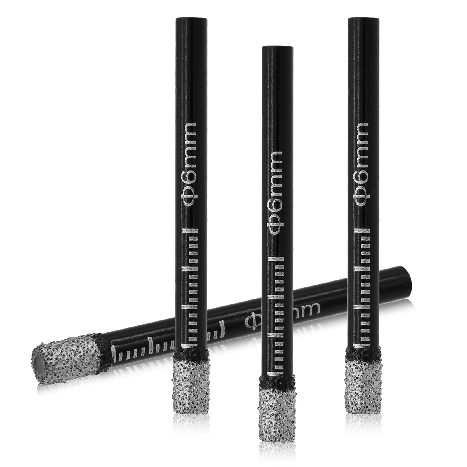 Semrien 4 Pcs Dry Diamond Drill Bits Set, 1/4"(6mm) Diamond Hole Saw Core Drill Bit, Round Shank Tile Drill Bits Ceramic Drill Bits for Porcelain,