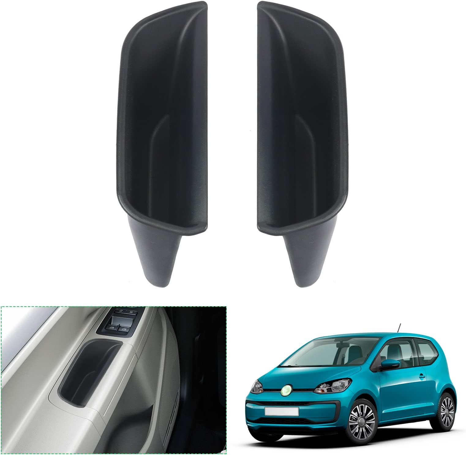 GAFAT V W UP GTI/Seat MII/Skodα Citigo 2013-2023 Storage Box, V W UP e-UP GTI Shelves Organiser Tray, Compatible with VW UP Accessories [Front Door 2 Pieces]