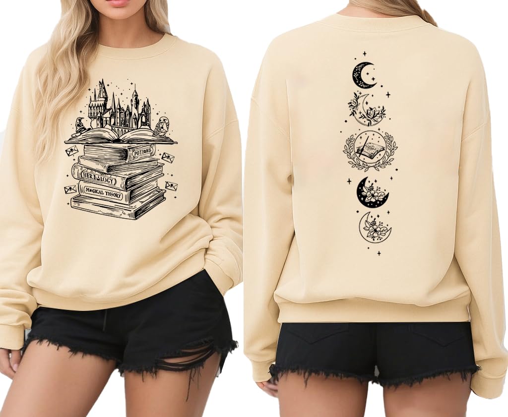 tewmeu Magical Sweatshirts for Women Cute Book Graphic Pullover Tops Wizard Magical Costume Clothes-picture-22
