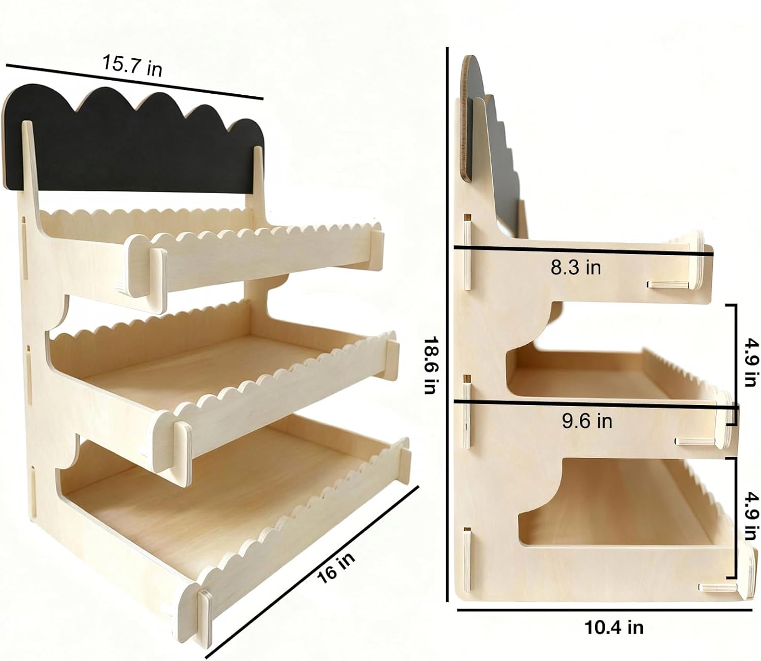 Cookie Display Stand - Wooden Tiered Display Stand with Chalkboard Sign for Vendor Events, Craft Fairs, Bakery & Market - Baked Goods Display for Cookies, Cupcakes, Muffins & Pastries, Easy No-Tool Assembly