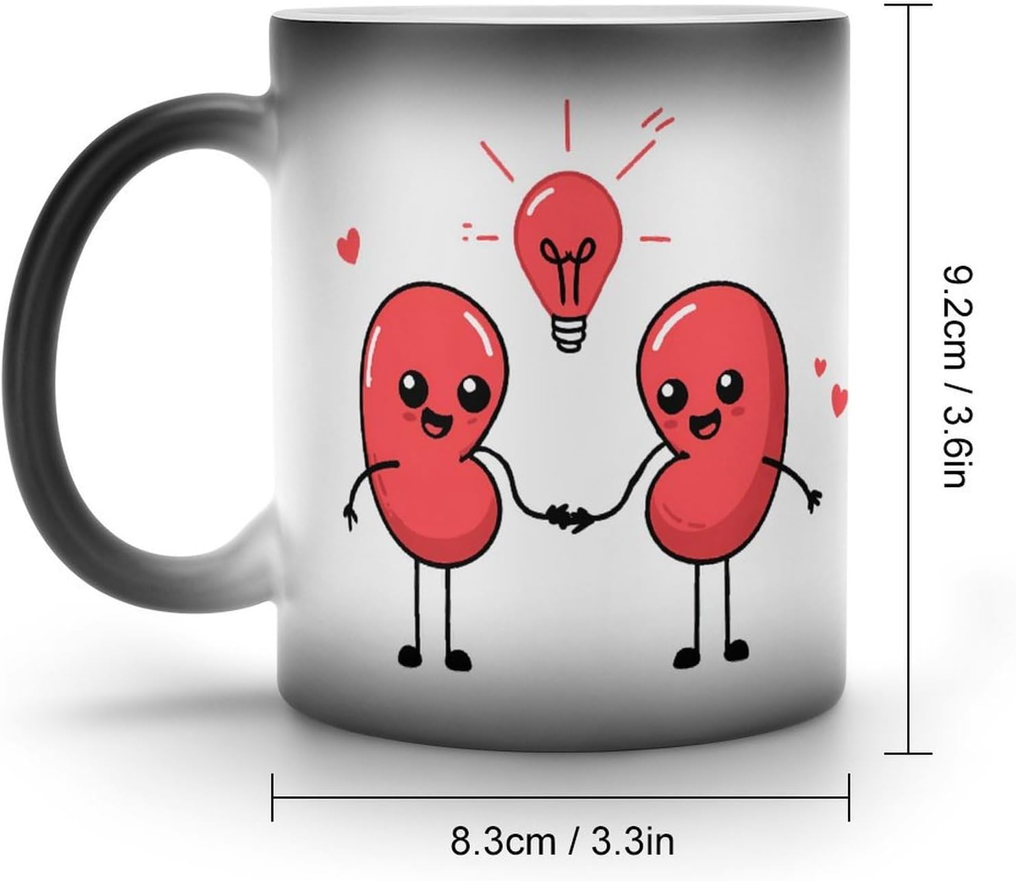 Cartoon Kidney Color Changing Mug Heated Ceramic Cup Heat Sensitive Coffee Mug Fun Gift