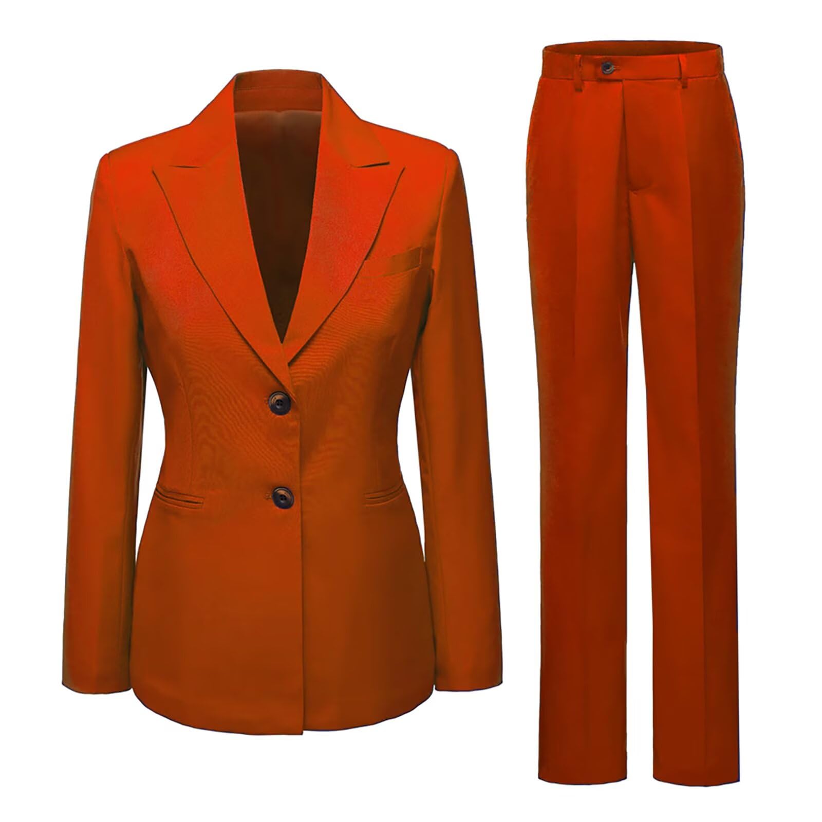 Womens Suits 2 Piece Office Casual Long Sleeved Work Suit Set Business Professional Attire Women One Button Blazer