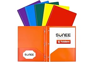SUNEE 3-Prong Plastic Folders with Pockets