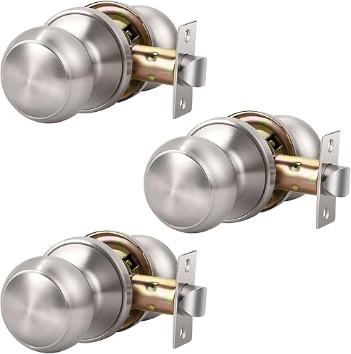 Miniatura 50 de KNOBWELL 8 Pack Black Door Knob for Hallway and Closet, Keyless Interior Passage Function, Round Non-Locking, Matte Black Handle