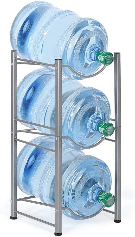 ECVV 3-Tier Water Cooler Jug Rack, 5 Gallon Water Bottle Storage Rack Detachable Heavy Duty Water Bottle Cabby Rack