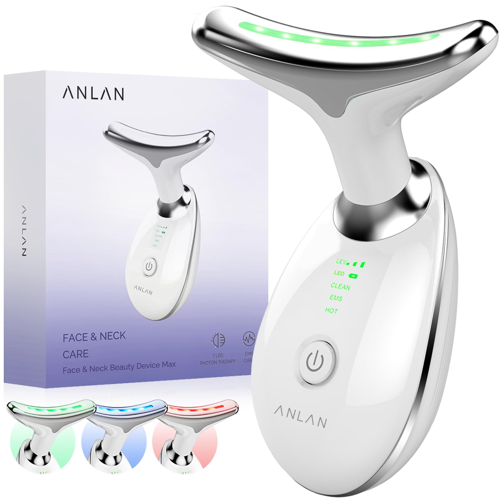 ANLAN Face Massager, 3 Colors Facial Lifting Device with 45°C Heat, LED Face Sculptor Anti-Wrinkle EMS Facial Massage for SkinTightening & Neck Lift Firming for Women