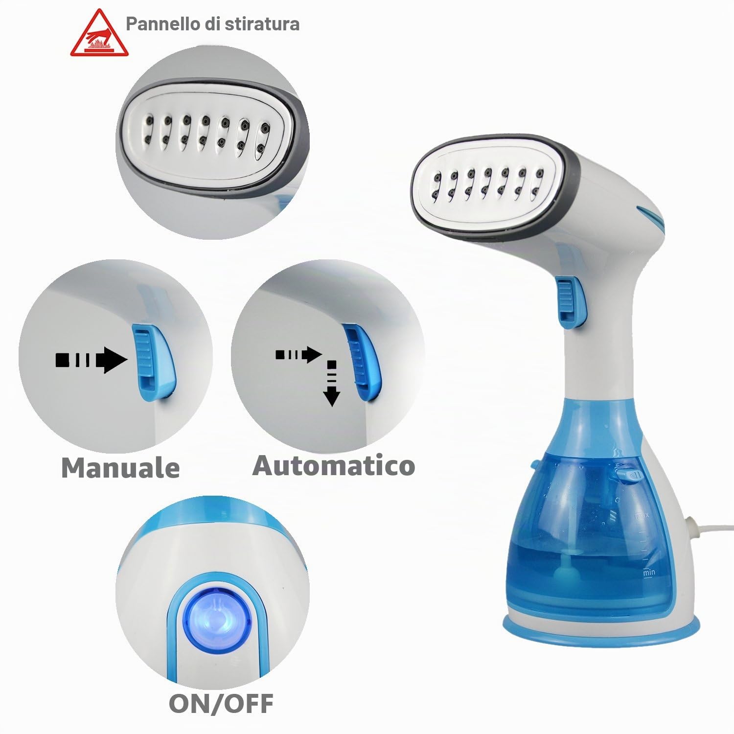 KOREY Ferro da Stiro Verticale,280ML Stiratrice Verticale,1500W Regolabile Automaticamente/Manualmente Stiratrice a Vapore Portatile,Piccoli Elettrodomestici Utilizzabile per Viaggio e Casa