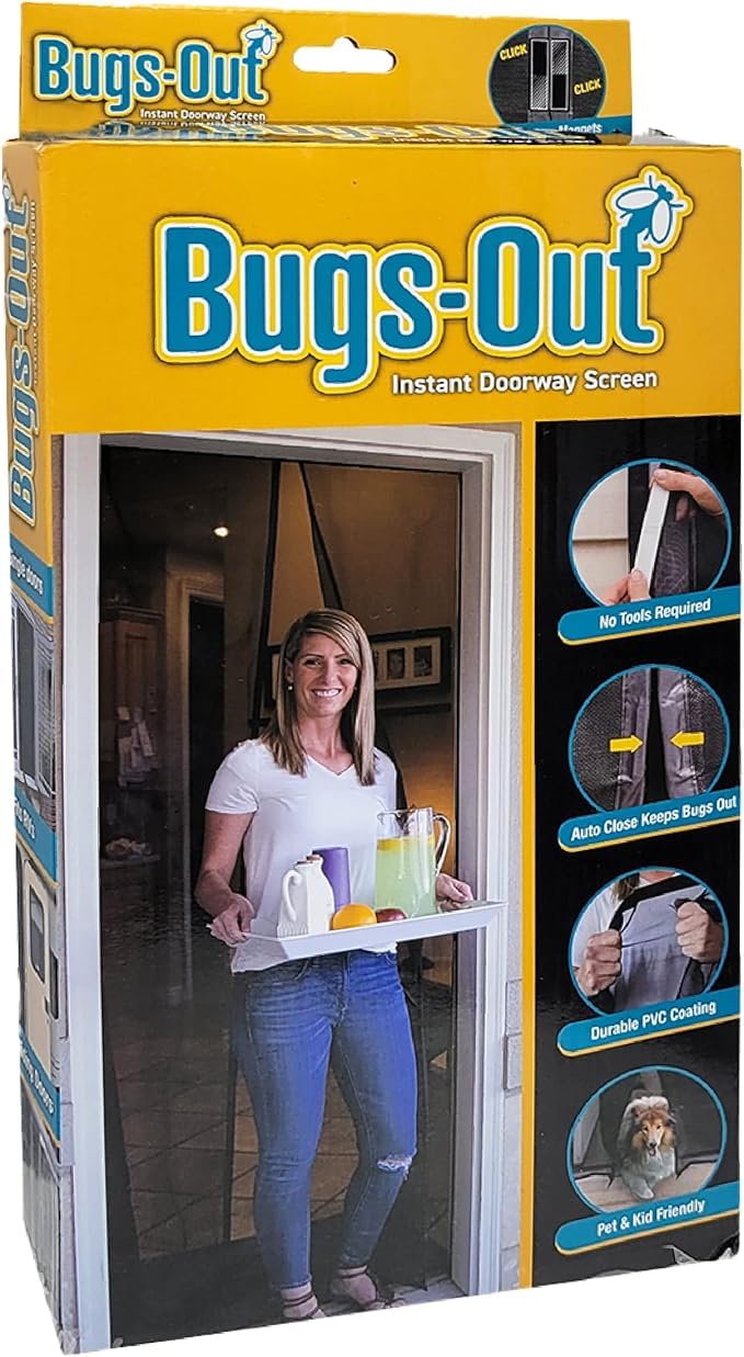 Screenmend BugsOut Instant Magnetic Doorway Screen | Hands Free Screen Door | Snaps Closed Instantly with Magnets