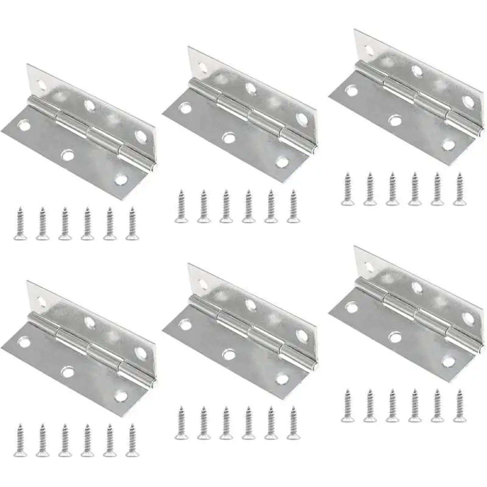 Mqfbnnp One Color Cabinet Door Hinge 6Pcs Hardware Stainless Steel Hinges With Screw Small Cabinet Butt Folding Door Hinge For Gate Closet Jewelry Box