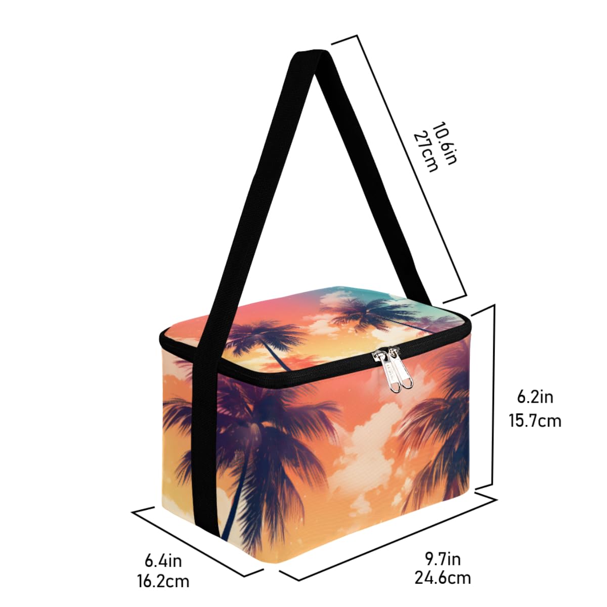 GzLeyigou Lunch Bags for Women Men 9 Cans,Summer Palm Tree Hot & Cold Food Delivery Bag Insulated Grocery Bag Insulated Lunch Box Beach Cooler Bag for Office Work Picnic Beach