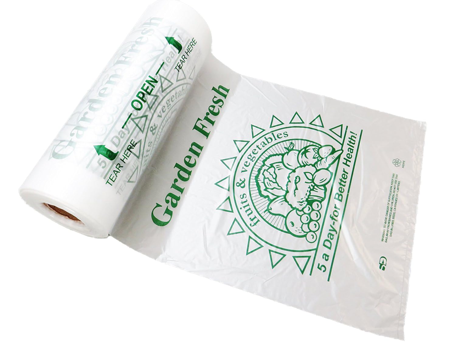 Royal 10"x 15" HDPE Produce Rolls Plastic Bags 5 A-Day, 4 Rolls