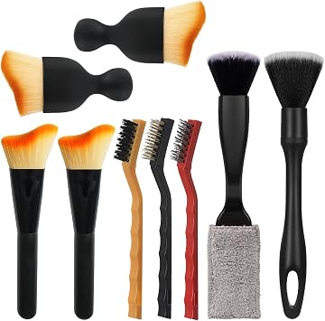 9 Pcs Car Detailing Brush Set, Ultra Soft Hair Car Dust Sweeping Soft Bristle Brush, Microfiber Car Interior Brush for Cleaning Interior, Exterior, Air Vents of Car | Car Detailing Brush Set, Soft Hair Car Dust Sweeping Soft Bristle Brush, Microfiber Car Interior Brush for Cleaning Interior