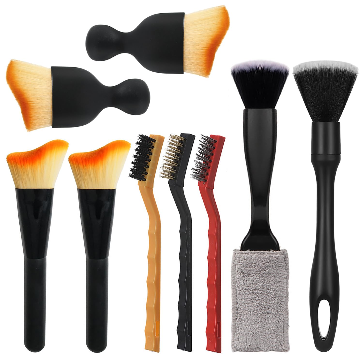 xiluuyou 9 Stück Auto Reinigung Pinsel Set, Auto Detailingbürste, Autopflege Pinselset Weich für Eine Schonende & Effiziente Reinigung im Innenraum & Außen
