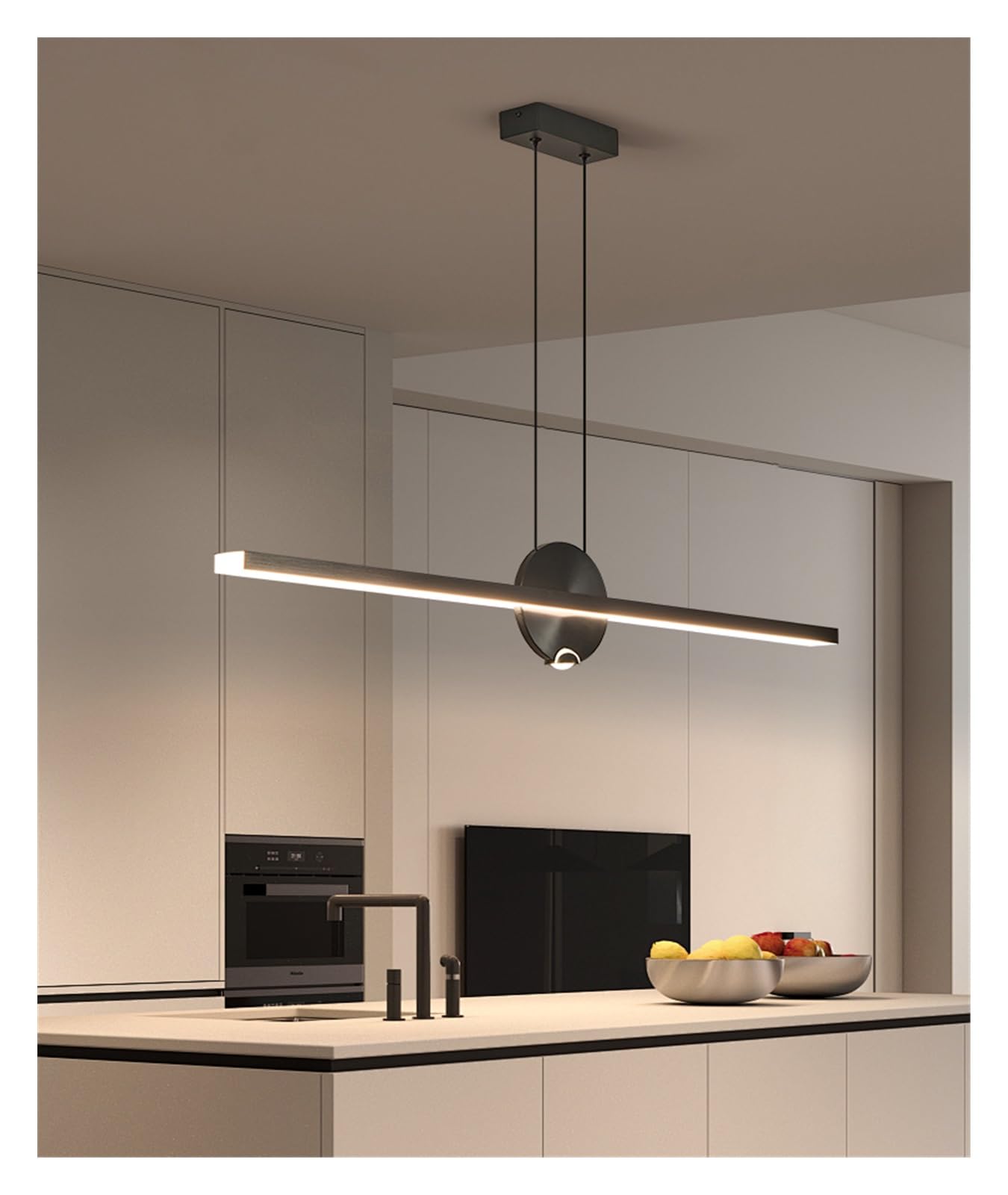 SYAXVOM Chandelier Modern Dining Room Chandelier LED Restaurant Pendant Lights Single Color or dimmable Suitable for Island bar Lamps(Black 120cm,Dimmable)
