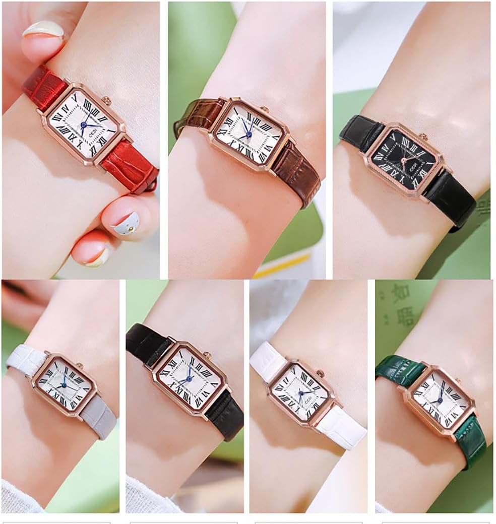 LOREO Vintage Watch for Women's Watches Small Rectangle Dial Soft Leather Strap, Classic Vintage Style Quartz Wristwatch - Image 6