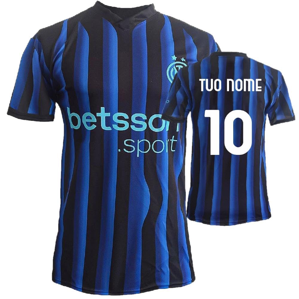 Inter Maglia Calcio Nero Azzurra | Personalizzata con Nome e Numero | Nuova Maglietta Replica Ufficiale Campionato Calcio Seria A PS 41412
