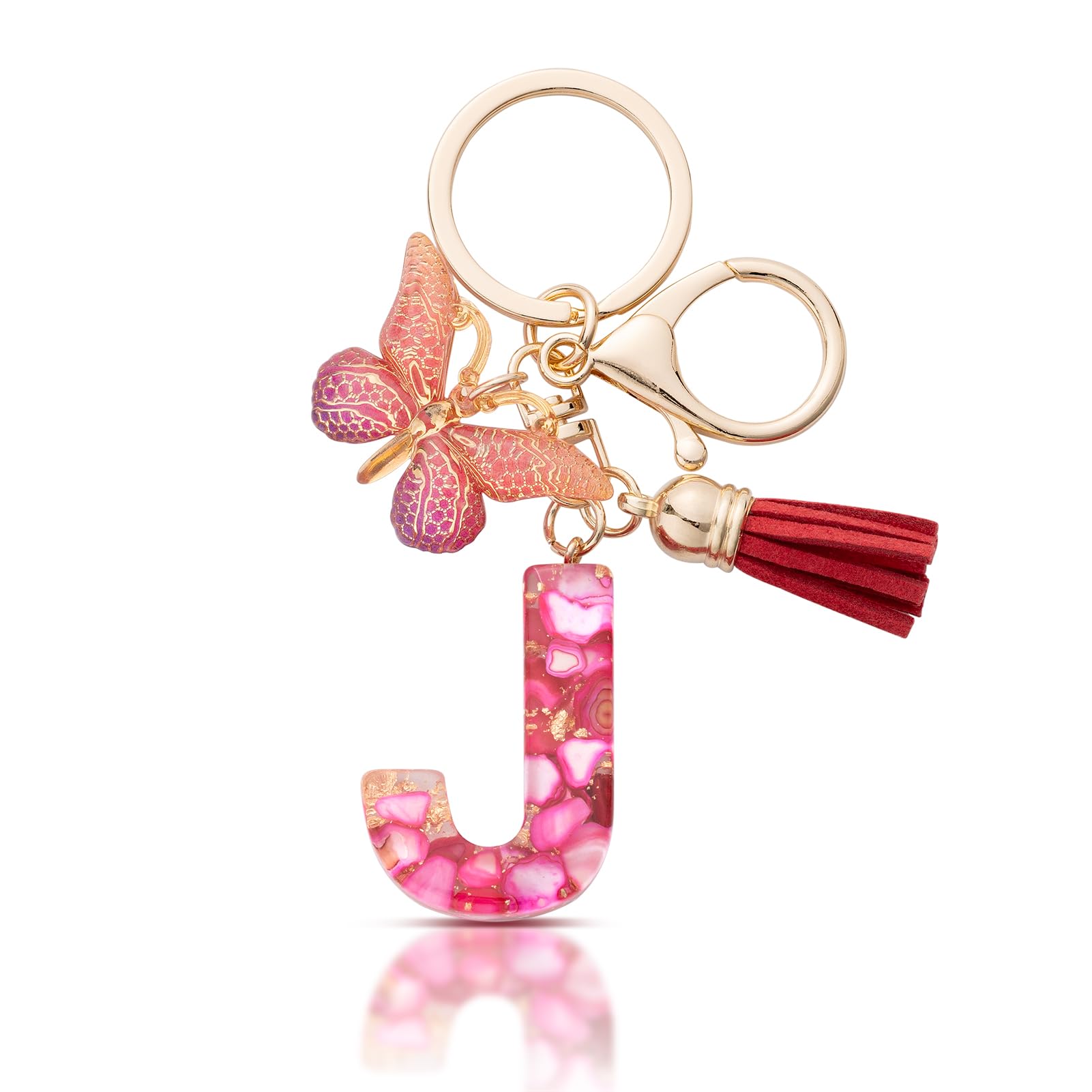 MORSUNBELA Schlüsselanhänger Buchstabe Mädchen Geschenke Schlüsselanhänger mit Buchstaben Anfangsbuchstabe Schmetterling Keychain Letter für Frauen Damen