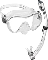 Cressi Frameless Tempered Glass Dive Mask & Supernova Dry Snorkel - Clear Lens Scuba Snorkeling Set