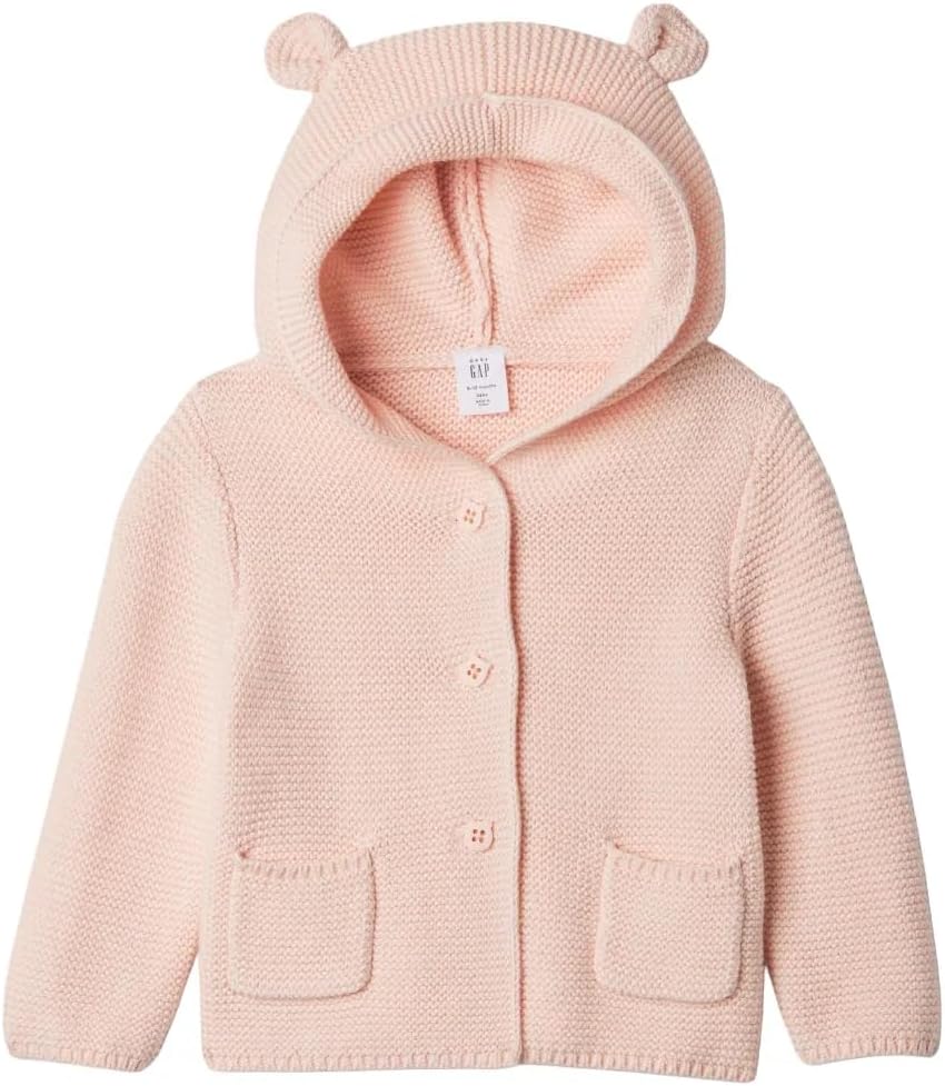 GAP Unisex Baby Baby Bear Garter Cardigan Sweater Milkshake Pink Il 18-24M