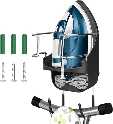 Soporte de pared para tabla de planchar, soporte de hierro eléctrico para plancha y tabla de planchar, estante organizador de almacenamiento con