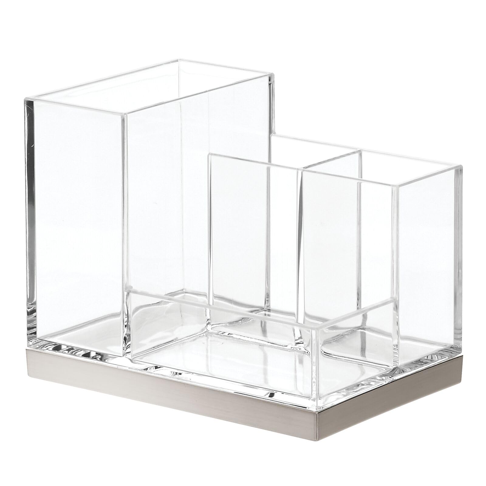 Soporte plateado para cepillos de dientes y pasta de dientes, soporte organizador de almacenamiento con 4 compartimentos para encimera de baño, soportes para cepillo de dientes eléctrico, 8