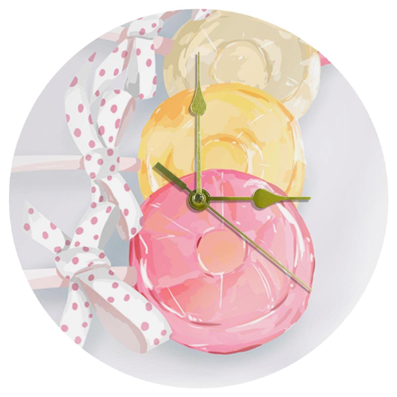 Horloge murale rose 24 cm à quartz ronde et silencieuse fonctionne à piles pour salon et bureau