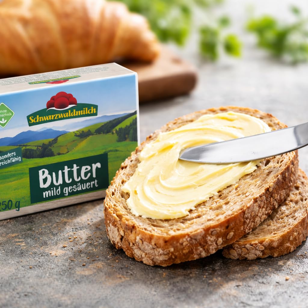 Schwarzwaldmilch Butter mild gesäuert 250g - Streichzart, cremig & natürlich ohne Gentechnik - Premium Butter aus dem Schwarzwald, 4 Packungen á 250 g Packung