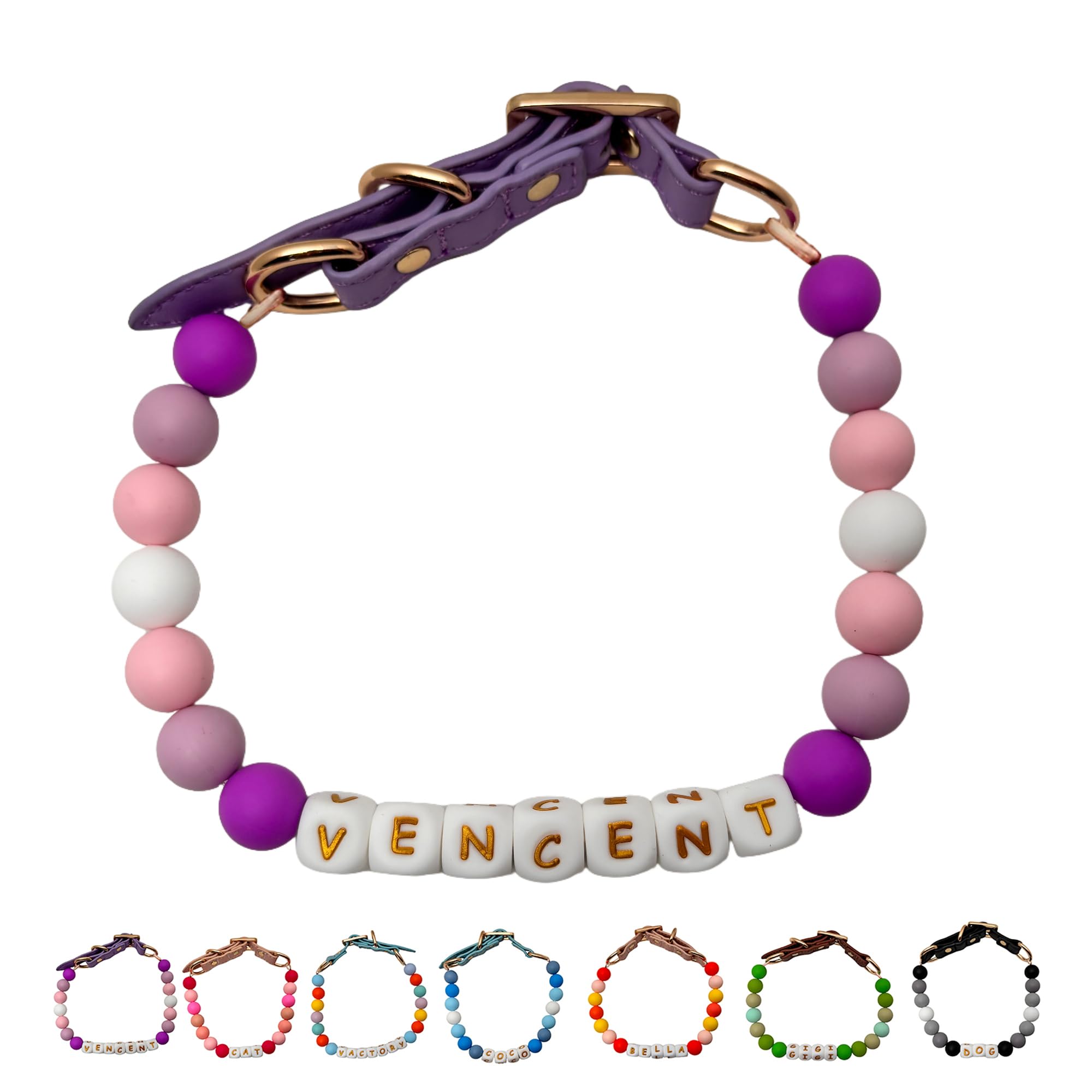 Personalized Beaded Dog Collar Custom Pet Name with Leather Buckle Adjustable Bohemian Style Beaded Collar for Small Medium Large Dogs Cats Gifts for Pet Lovers