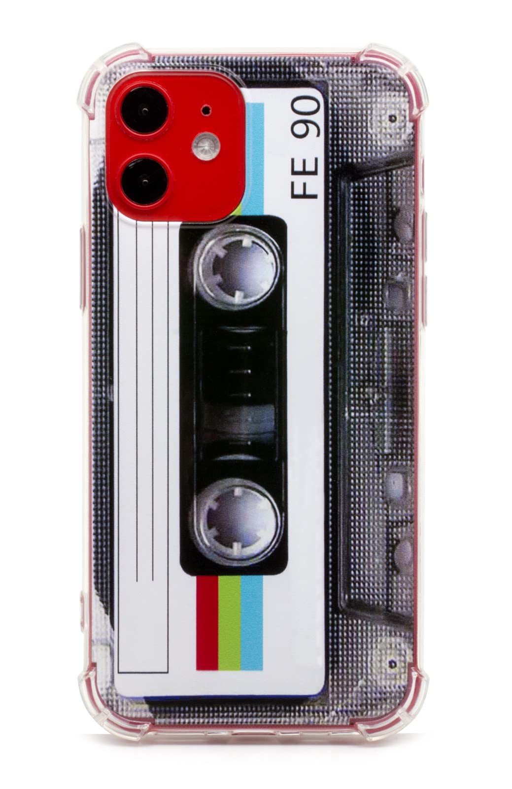 Phone Case Matte Finish Heavy Duty Soft Back Cover with Reinforced Corners TPU Soft Bumper Retro Cassette Tape Case Compatible with iPhone 12