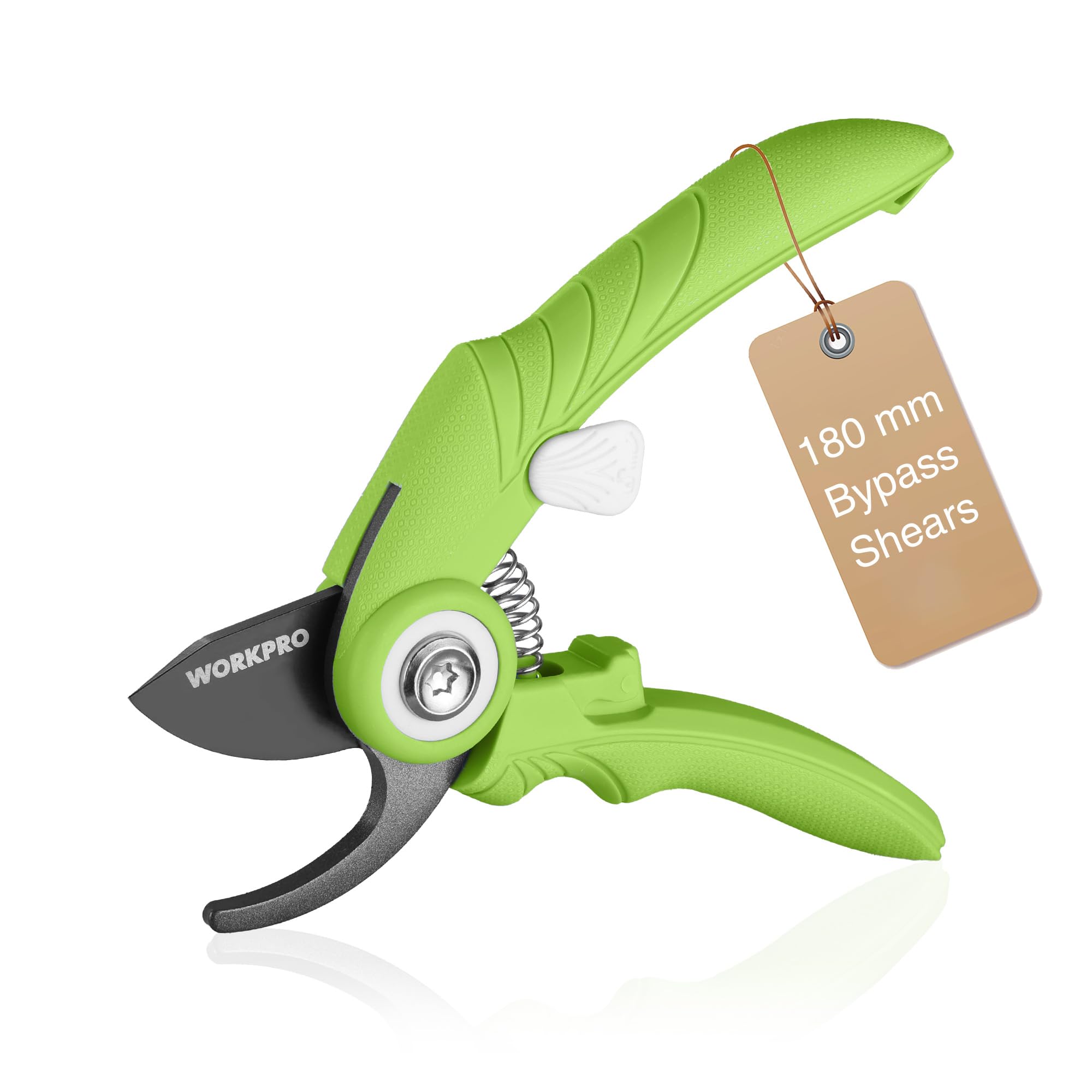 WORKPRO 7" Garden Secateurs with Safety Lock, SK5 Steel Pruning Shears Designed for Small Hands with Labor-Saving Spring, Garden Scissors for Plants, Flowers and Fruits Trees