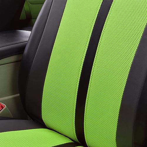 Flying Banner Green PU Leather and Mesh Breathable Universal Fit Front Car Seat Covers with Airbag Compatible - Image 6