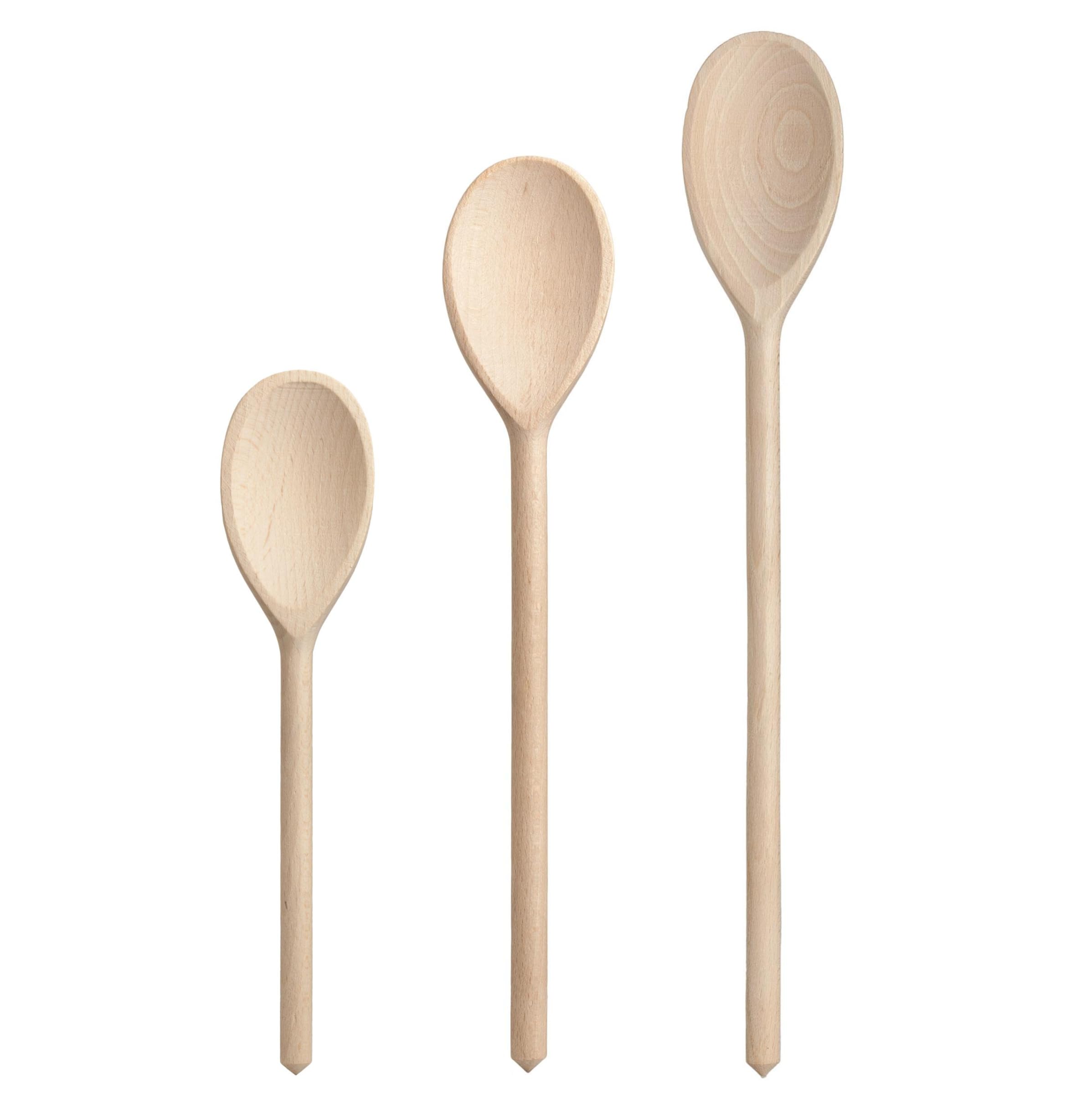 HIC Kitchen Wooden Spoons, FSC-Certified, Set of 3, Includes 1 Each 10, 12, and 14-Inch Spoons