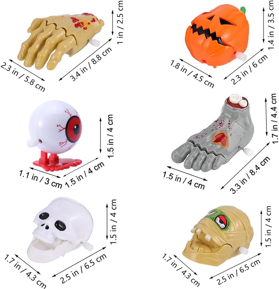 6 Pack Halloween Wind Up Toys Assortment, Mini Jumping Walking Clockwork Toys for Halloween Party Favors Goody Bag Fillers Christmas Stocking Stuffers (Color-2) image 2