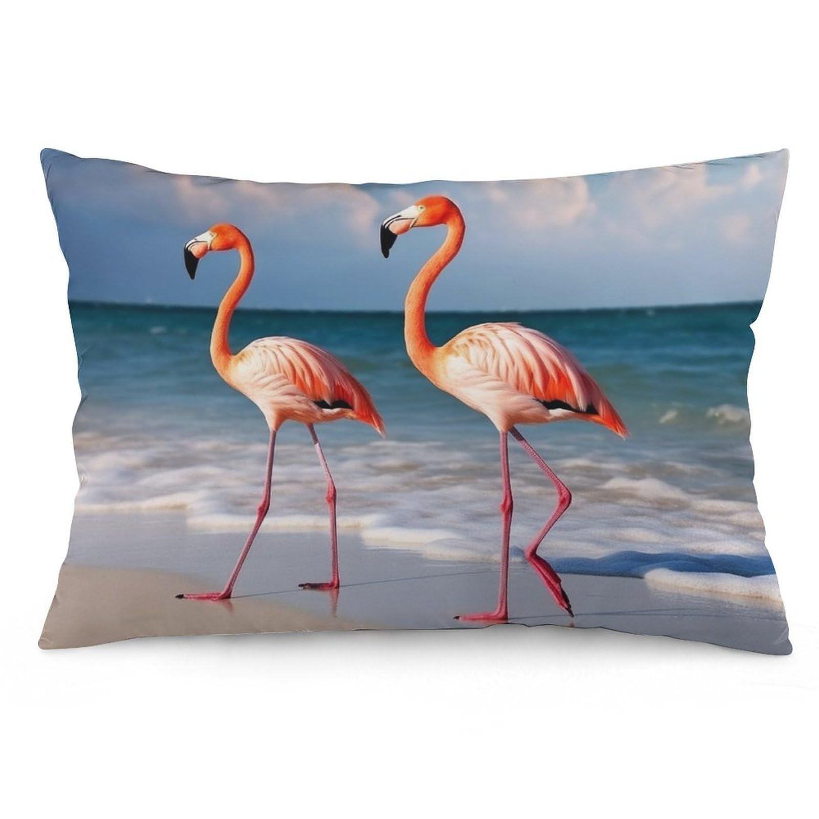 NTVOWPZO 2 Pack Decoration Throw Pillow Covers 16 "x24 Pillowcases Covers Flamingo On The Beach Pillowcases Modern Farmhouse Home Decor Sofa Cushions Covers for Couch Bed Living Room