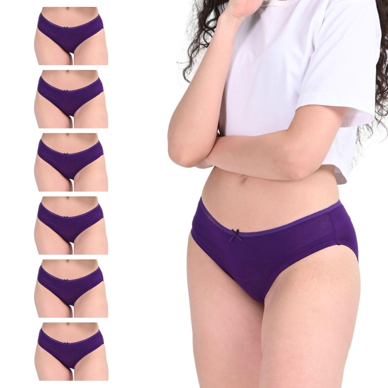 Adira | Women Bikini Panties | Low Waist Fit | Medium Butt Coverage | Ultra-Light Seams & Soft Elastic Trims | Prevents Visible Panty Lines | Pack of 6-image-15