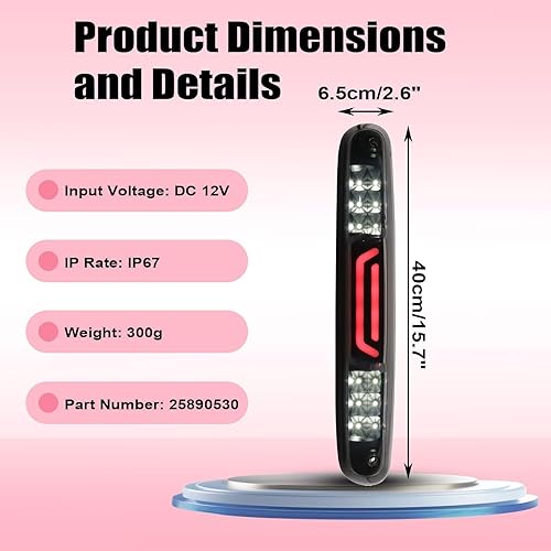Miniatura 2 de NLQR Tercera lámpara de luz de freno, compatible con Chevy Silverado compatible con GMC Sierra 1500 2500 3500 2007-2013 Reemplazo 25890530