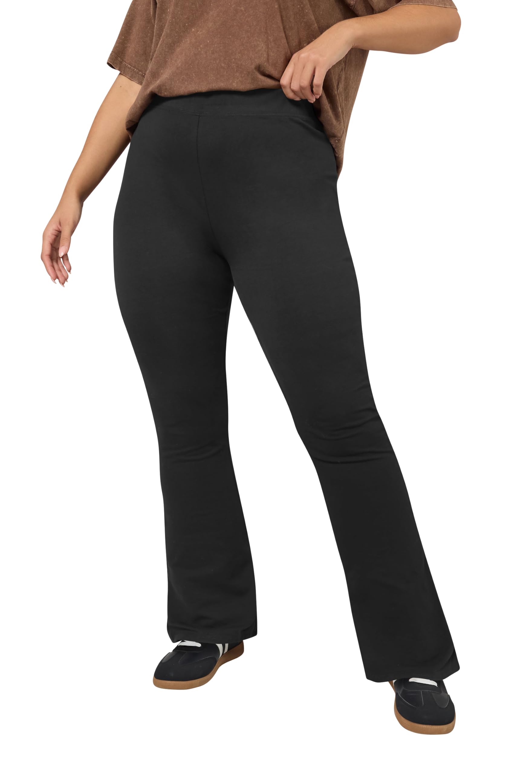 Yours Curve Black Elasticated Flared Leggings - Size 16 - Female