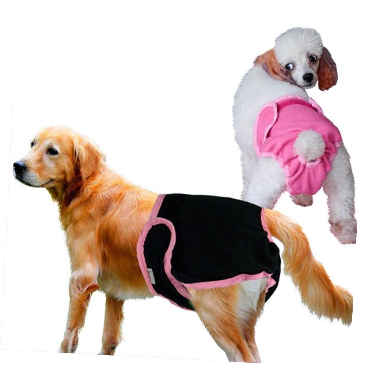 GALPADA Pet Dog Puppy Cotton Sanitary Pants Washable Menstrual Diaper for Female Black with Breathable Outer and Leak Protection for Incontinence and Heat Periods