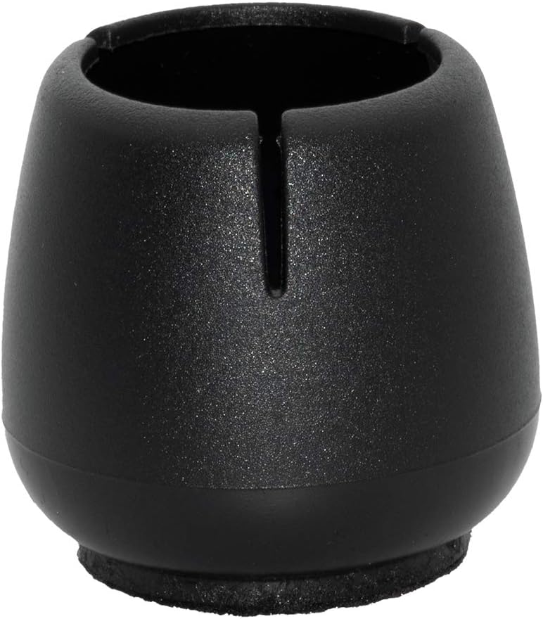Flyshop Black Round Furniture Felt Pads Caps Soft PVC Chair Leg Hardwood Floor Protectors with Felt-Padded Backing, 16 Pack, Size 12 to 16 mm, 1/2" to 5/8"