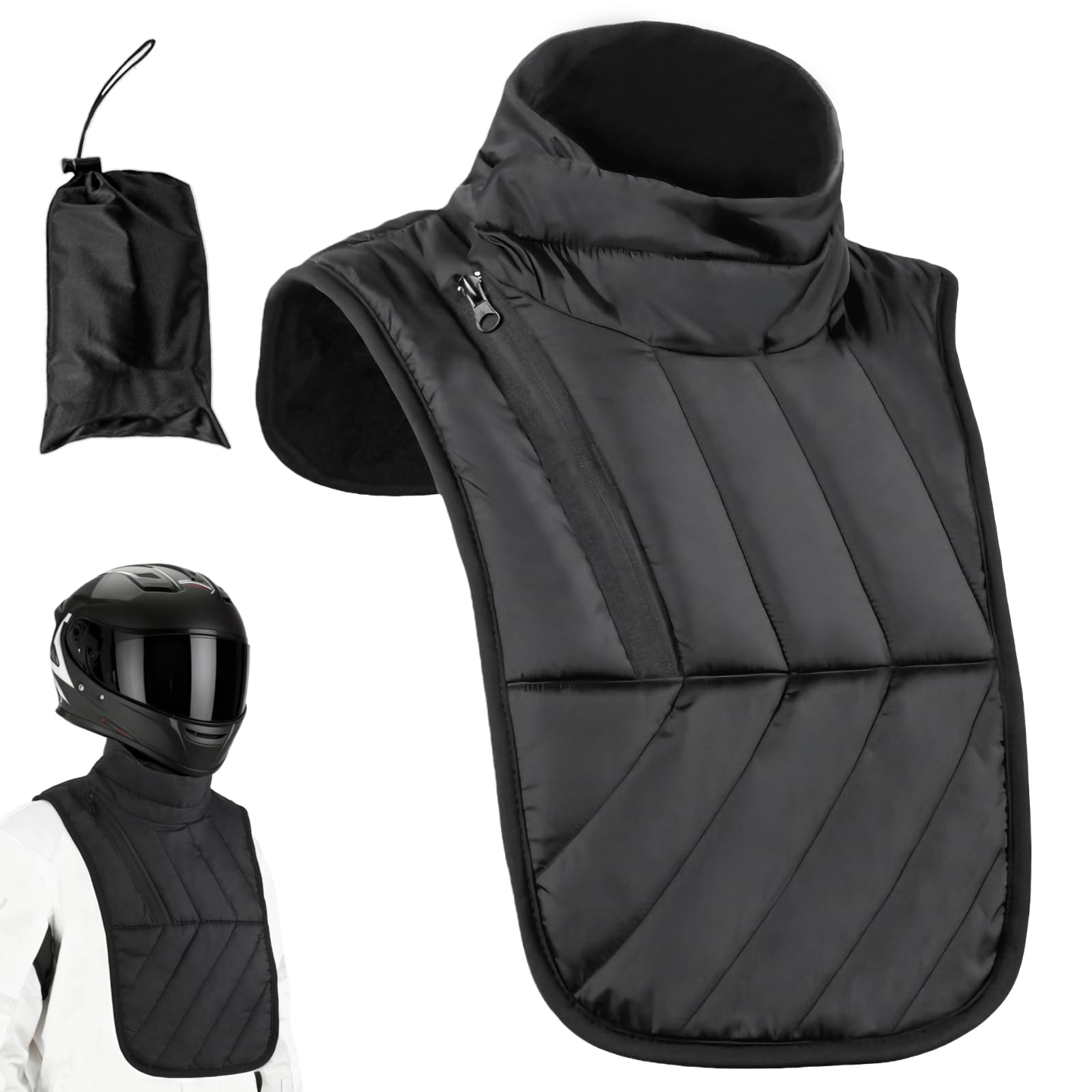 Generisch Motorrad Hals- und Brustwärmer, langer Halswärmer für Motorrad, winterlicher winddichter Nackenschal fürs Radfahren, mit Fleece gefüttert, wasserdichter Thermoschutz für Outdoor Aktivitäten