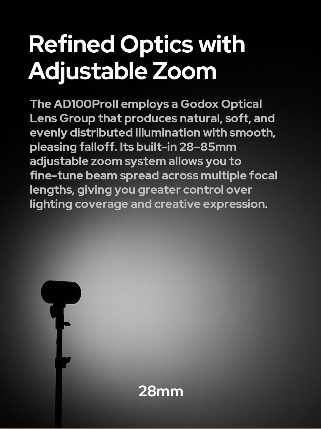 Godox AD100 Pro II AD100Pro II AD100Pro II AD100ProII flash estroboscópico con kit AK-R1, sistema X de 2.4 GHz + módulo de 433 MHz/LED de 2 W/10 niveles de brillo/490 pops de potencia completa/tiempo