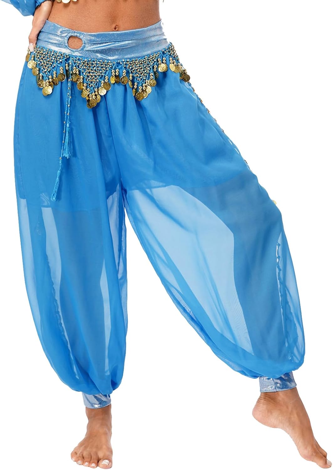 Women Belly Dance Costume Pants Sequin Shiny Harem Yoga Pants Bloomers Arabic Halloween Trousers
