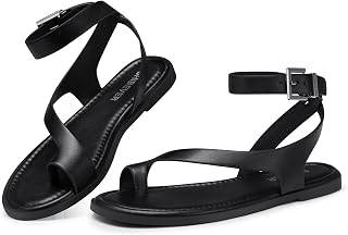 SHIBEVER Flat Sandals for Women Dressy: Comfortable Strappy Sandals Summer | Toe Loop, Adjustable Buckle Ankle Strap, Casual Walking Dress Shoes for Beach Travel Vacation 2026 Size 6-11