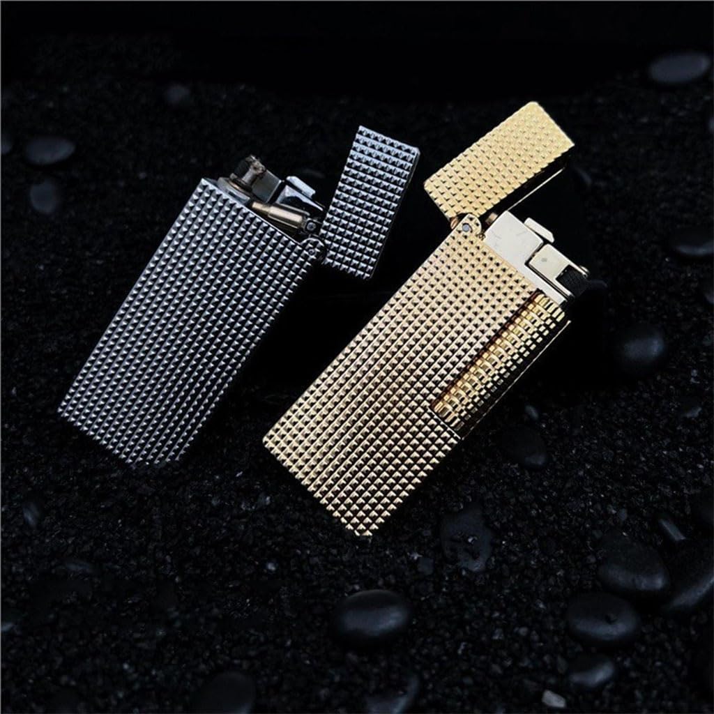 Retro Kerosene Lighter, Narrow Body, Flip Design,Men's Gift(Gold)