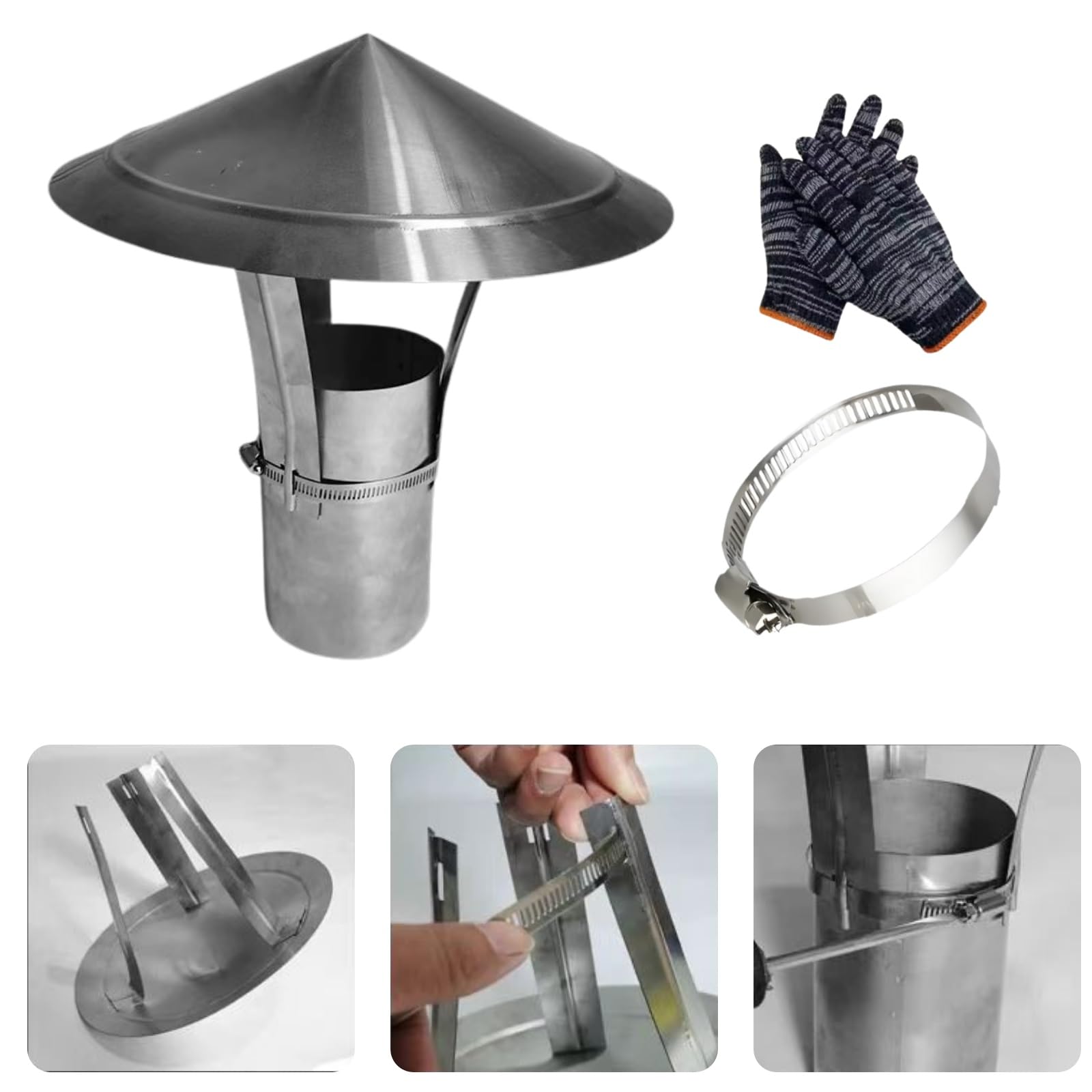 sombreretes de chimenea para exterior tapa Aleación de aluminio redondo ventilación de techo para exterior uso Villa Rust-Proof sombrerete de chimenea Reemplazo sombrerete de chimenea(3.5inch)