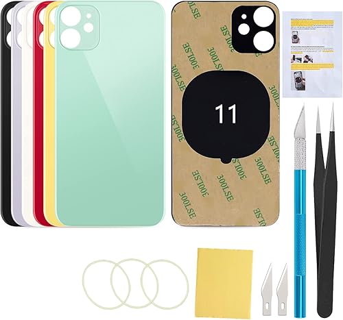 UooFide Funda de repuesto de cristal trasero compatible con iPhone 11 de 6.1 pulgadas, todos los operadores con manual de instalación + kit de