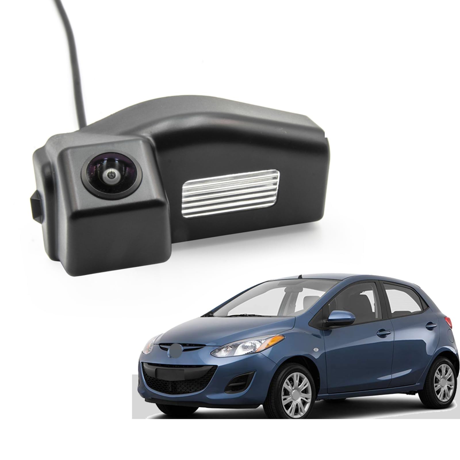 Caméra de Sécurité Voiture HD 1080P pour Mazda 2 DE 2007-2015, Caméra de Recul Étanche IP68 avec Vision Nocturne et Grand Angle, A120 CVBS 680 x 480