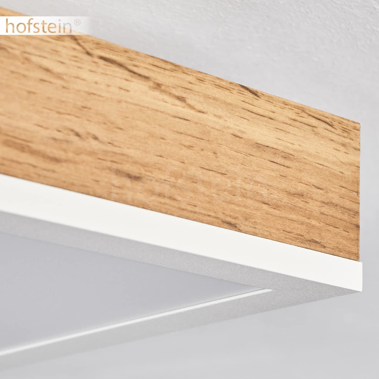 Plafoniera LED Salmi, plafoniera in metallo/MDF/plastica in bianco/look legno/marrone, pannello LED dimmerabile/cambiabile con telecomando, 60-1500 lumen, 2700-6500 K, 1 x LED 24 Watt